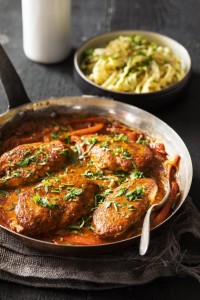 Poulet sauce crémeuse aux poivrons rôtis
