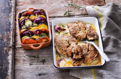 Grillades de veau marinées à l'ail rose, au romarin et au citron