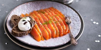 Gravlax de saumon, fine crème au mascarpone